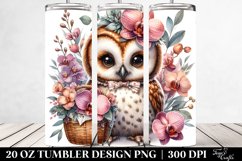 Detailed Watercolor Boho Baby Owl | 20 oz Tumbler Product Image 2