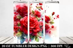 Watercolor Abstract Vibrant Red Roses | 20 oz Tumbler Product Image 2