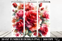 Watercolor Abstract Vibrant Red Roses | 20 oz Tumbler Product Image 2