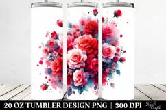 Watercolor Abstract Vibrant Red Roses | 20 oz Tumbler Product Image 2
