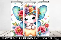 Cartoon-Style Butterfly Sitting on Star 20 Oz Tumbler Product Image 2