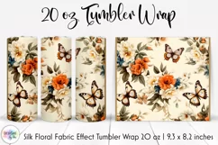 Floral Tumbler Wrap | Elegant Floral Silk Fabric Texture Product Image 1