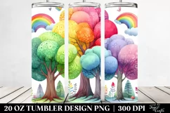Watercolor Whimsical Rainbow Trees | 20 Oz Tumbler Product Image 2