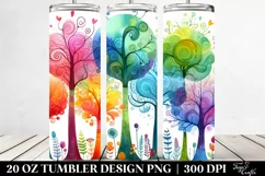 Watercolor Whimsical Rainbow Trees | 20 Oz Tumbler Product Image 2