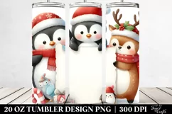 Santa with Penguin & Reindeer, Transparent PNG Product Image 2