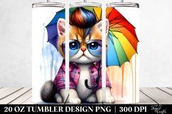 Cute Baby Cat Sitting with Umbrella 20 oz Tumbler Product Image 2