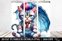 Cute Baby Cat Sitting with Umbrella 20 oz Tumbler Product Image 2