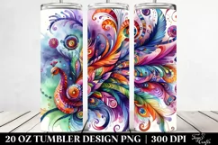 Vibrant Watercolor Whimsical Drawing on 20 oz Tumbler Product Image 2