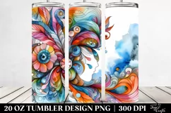 Vibrant Watercolor Whimsical Drawing on 20 oz Tumbler Product Image 2