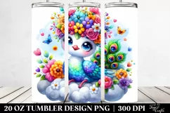 Cartoon-Style Peacock Sitting on Cloud 20 Oz Tumbler Product Image 2