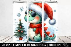 Goofy Dinosaur with Santa Hat Clipart, Transparent 20 Oz Product Image 2
