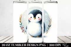 Christmass Penguin Illustration, Round PNG Product Image 2