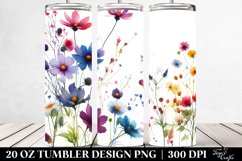 Vibrant Colorful Wild Flowers Watercolor Design|20 Oz Product Image 2
