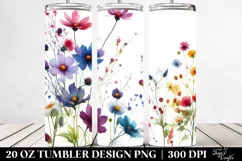 Vibrant Colorful Wild Flowers Watercolor Design|20 Oz Product Image 2
