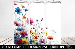 Vibrant Colorful Wild Flowers Watercolor Design|20 Oz Product Image 2