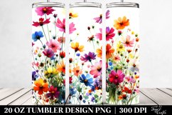 Vibrant Colorful Wild Flowers Watercolor Design|20 Oz Product Image 2