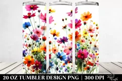 Vibrant Colorful Wild Flowers Watercolor Design|20 Oz Product Image 2