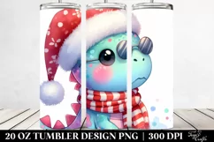 Cute Baby Dinosaur in Santa Hat, Transparent 20 Oz Tumbler Product Image 2