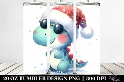 Cute Baby Dinosaur in Santa Hat, Transparent 20 Oz Tumbler Product Image 2