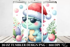 Cute Baby Dinosaur in Santa Hat, Transparent 20 Oz Tumbler Product Image 2