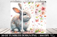 Watercolor Rabbit Tumbling with Spring Petals | 20 Oz Product Image 2