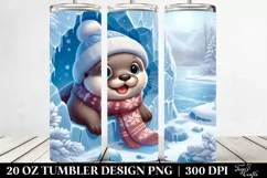 Cute Baby Otter in Winter Clipart Product Image 2