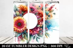 Vibrant Gerbera Abstract Watercolor|20 Oz Tumbler Product Image 2
