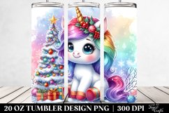 Vibrant Baby Unicorn with Christmas Decor, Transparent 20 Oz Product Image 2