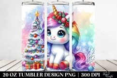 Vibrant Baby Unicorn with Christmas Decor, Transparent 20 Oz Product Image 2