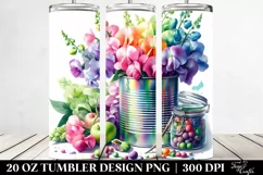 20 Oz Tumbler Sublimation | Colorful Watercolor Sweet Pea Product Image 2