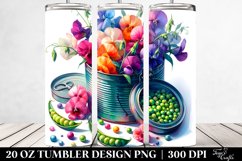 20 Oz Tumbler Sublimation | Colorful Watercolor Sweet Pea Product Image 2