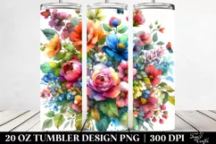 Vibrant Flower Watercolor Drawing | 20 oz Tumbler Product Image 2