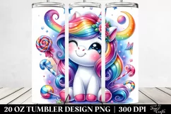Vibrant Cute Unicorn Funny Drawing Tumbler Product Image 2