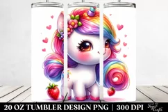 Vibrant Cute Unicorn Funny Drawing Tumbler Product Image 2