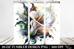 20 Oz Tumbler Sublimation | Shiny Calla Lily with Metallic Product Image 2