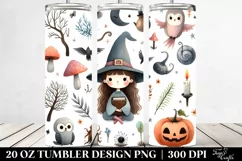 Funny Whimsical Witch Watercolor Tumbler Product Image 2