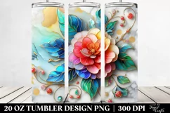 20 Oz Tumbler Sublimation | Colorful Camellia on Marble Product Image 2