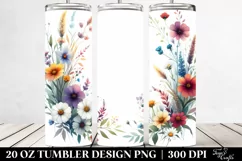 Centered Watercolor Wild Flowers | 20 Oz Tumbler Product Image 2