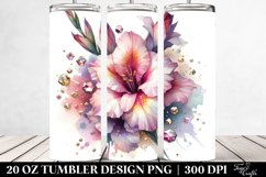 20 Oz Tumbler Sublimation | Watercolor Gladiolus in Diamond Product Image 2