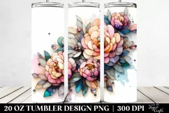 Wooden Stained Peonies Clipart, Transparent 20 Oz Tumbler Product Image 2