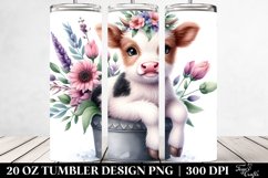 20 Oz Tumbler Sublimation | Watercolor Baby Highland Cow in Product Image 2