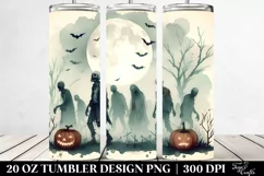 Washed Watercolor Vintage Halloween Zombie White Background Product Image 2