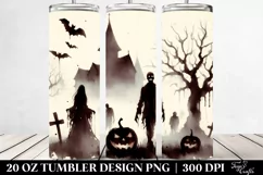 Washed Watercolor Vintage Halloween Zombie White Background Product Image 2