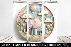 Pastel Elephant Clipart, Transparent 20 Oz Tumbler Product Image 2