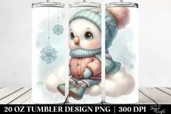 Cute Baby Parrot Winter Snowflakes Cloud Watercolor Tumbler Product Image 2