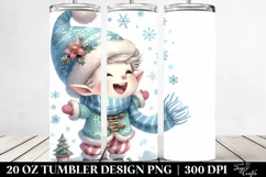 Cute Baby Elf in Winter Clothes, Transparent 20 Oz Tumbler Product Image 2