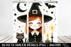 Retro Smiling Witch Watercolor Tumbler Product Image 2