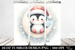 Cute Baby Penguin Sitting on Moon | 20 oz Tumbler Product Image 2