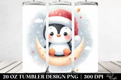 Cute Baby Penguin Sitting on Moon | 20 oz Tumbler Product Image 2