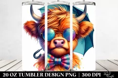 Highland Cow with Umbrella | 20 oz Tumbler Product Image 2
